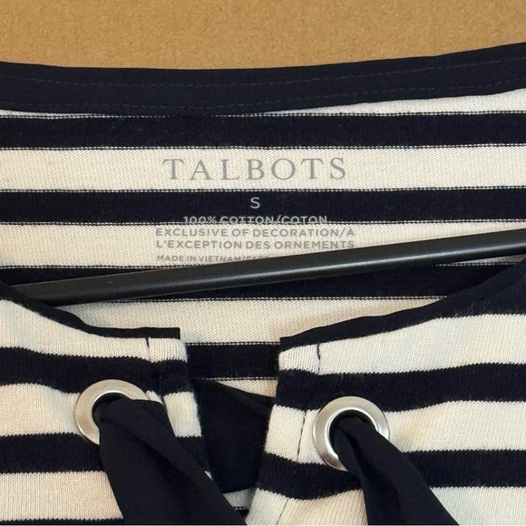 Talbots Black and White Striped Short Sleeve Top - Picture 2 of 4